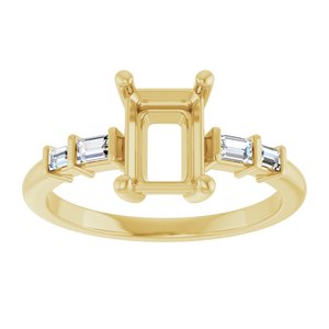14K Yellow Gold 7.5x5.5 mm Emerald 1/6 CTW Natural Diamond Semi-Set Ring – image 6