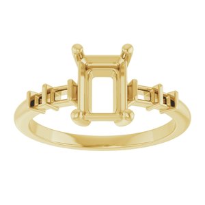 18K Yellow Gold 7.5x5.5 mm Emerald Ring Mounting – image 6