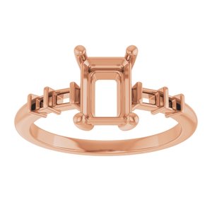 18K Rose Gold 7.5x5.5 mm Emerald Ring Mounting – image 6