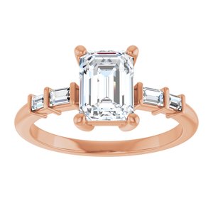 14K Rose Gold 7.5x5.5 mm Emerald 1/6 CTW Lab-Grown Diamond Semi-Set Ring – image 5
