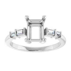 Platinum 7.5x5.5 mm Emerald 1/6 CTW Natural Diamond Semi-Set Ring – image 6