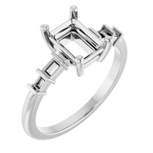 Continuum Sterling Silver 7.5x5.5 mm Emerald Ring Mounting – image 2