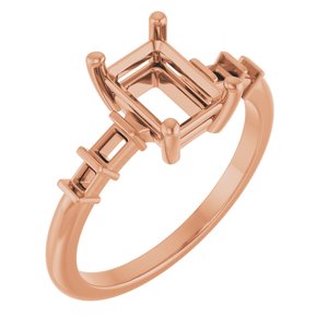 14K Rose Gold 7.5x5.5 mm Emerald Ring Mounting – image 2