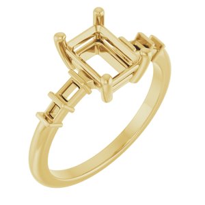 18K Yellow Gold 7.5x5.5 mm Emerald Ring Mounting – image 2
