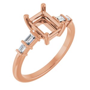 14K Rose Gold 7.5x5.5 mm Emerald 1/6 CTW Natural Diamond Semi-Set Ring – image 2