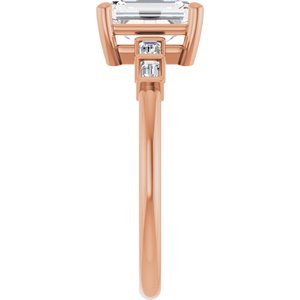 14K Rose Gold 7.5x5.5 mm Emerald Ring Mounting – image 7