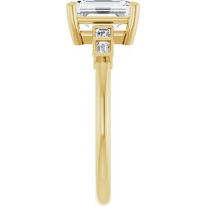 14K Yellow Gold 7.5x5.5 mm Emerald 1/6 CTW Natural Diamond Semi-Set Ring – image 7