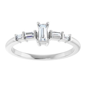 10K White Gold 4.5x2 mm Straight Baguette Ring Mounting – image 5