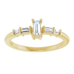 18K Yellow Gold 4.5x2 mm Straight Baguette Ring Mounting – image 5
