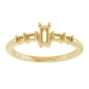 18K Yellow Gold 4.5x2 mm Straight Baguette Ring Mounting – image 6