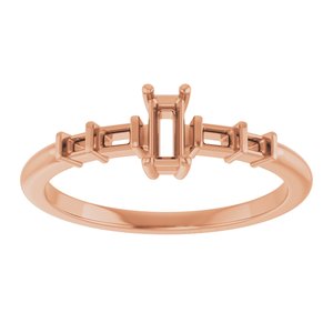 14K Rose Gold 4.5x2 mm Straight Baguette Ring Mounting – image 6