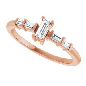 10K Rose Gold 4.5x2 mm Straight Baguette Ring Mounting – image 8