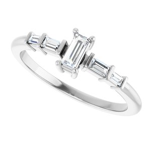 14K X1 White Gold 4.5x2 mm Straight Baguette Ring Mounting – image 8