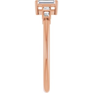 10K Rose Gold 4.5x2 mm Straight Baguette Ring Mounting – image 7