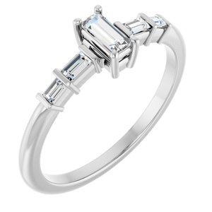 10K White Gold 4.5x2 mm Straight Baguette Ring Mounting
