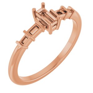 14K Rose Gold 4.5x2 mm Straight Baguette Ring Mounting – image 2