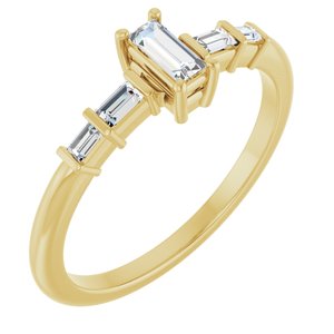 10K Yellow Gold 4.5x2 mm Straight Baguette Ring Mounting