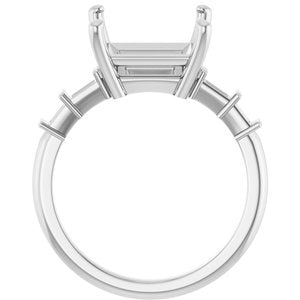 14K X1 White Gold 9x9 mm Square Ring Mounting – image 4
