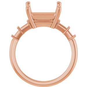 18K Rose Gold 9x9 mm Square Ring Mounting – image 4