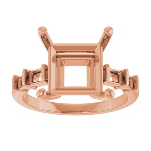 14K Rose Gold 9x9 mm Square Ring Mounting – image 6