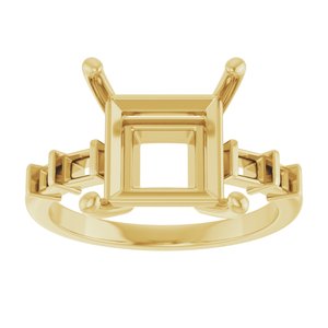 10K Yellow Gold 9x9 mm Square Ring Mounting – image 6