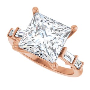 10K Rose Gold 9x9 mm Square Ring Mounting – image 8