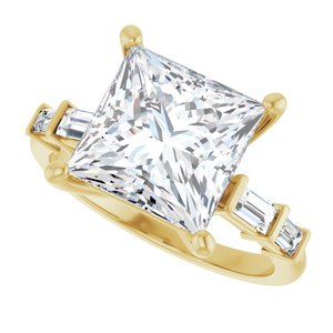 18K Yellow Gold 9x9 mm Square Ring Mounting – image 8