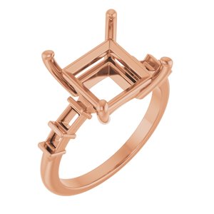 10K Rose Gold 9x9 mm Square Ring Mounting – image 2