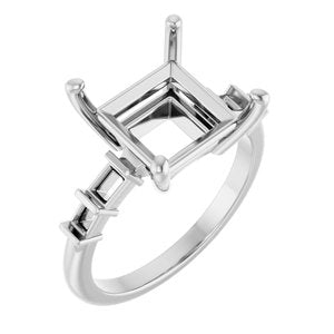 10K White Gold 9x9 mm Square Ring Mounting – image 2