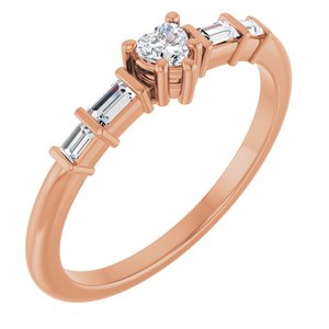 14K Rose Gold 3x3 mm Heart Ring Mounting