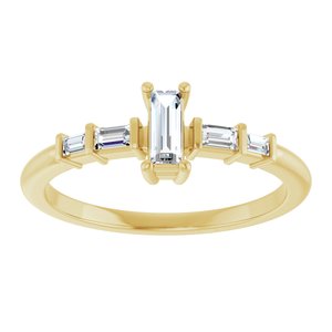 18K Yellow Gold 5x2 mm Straight Baguette Ring Mounting – image 5