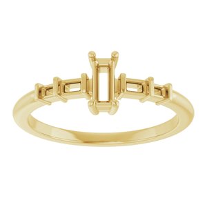 14K Yellow Gold 5x2 mm Straight Baguette Ring Mounting – image 6