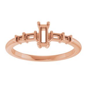 10K Rose Gold 5x2 mm Straight Baguette Ring Mounting – image 6