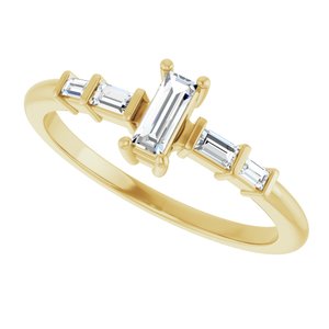 18K Yellow Gold 5x2 mm Straight Baguette Ring Mounting – image 8