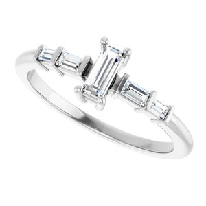 18K White Gold 5x2 mm Straight Baguette Ring Mounting – image 8