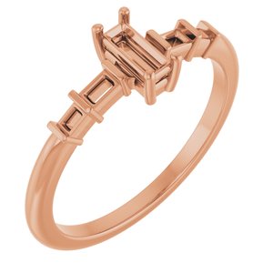 10K Rose Gold 5x2 mm Straight Baguette Ring Mounting – image 2
