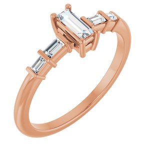 10K Rose Gold 5x2 mm Straight Baguette Ring Mounting