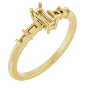 14K Yellow Gold 5x2 mm Straight Baguette Ring Mounting – image 2