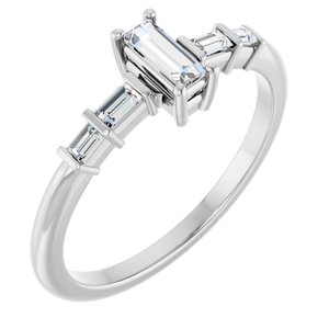 14K White Gold 5x2 mm Straight Baguette Ring Mounting