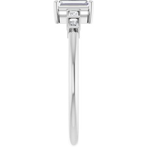 10K White Gold 5x2 mm Straight Baguette Ring Mounting – image 7