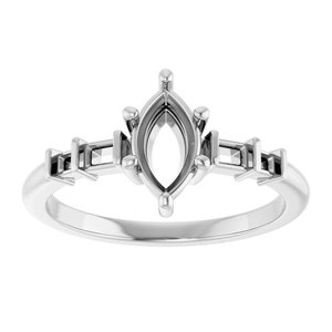 Sterling Silver 8x4.5 mm Marquise Ring Mounting – image 6