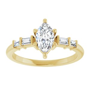 14K Yellow Gold 8x4.5 mm Marquise Ring Mounting – image 5