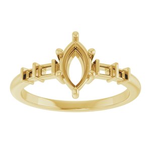 14K Yellow Gold 8x4.5 mm Marquise Ring Mounting – image 6