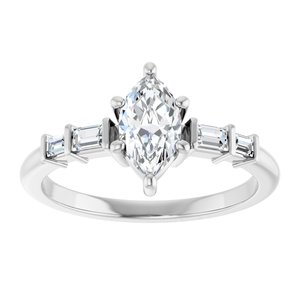 18K White Gold 8x4.5 mm Marquise Ring Mounting – image 5