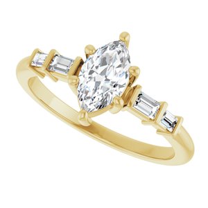 14K Yellow Gold 8x4.5 mm Marquise Ring Mounting – image 8