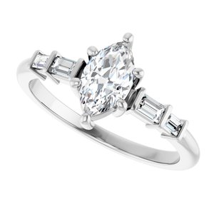 14K White Gold 8x4.5 mm Marquise Ring Mounting – image 8