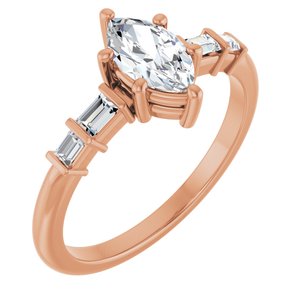 18K Rose Gold 8x4.5 mm Marquise Ring Mounting