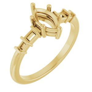 18K Yellow Gold 8x4.5 mm Marquise Ring Mounting – image 2