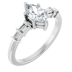 10K White Gold 8x4.5 mm Marquise Ring Mounting
