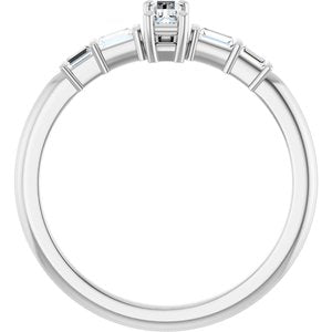 18K White Gold 5x2 mm Straight Baguette Ring Mounting – image 3